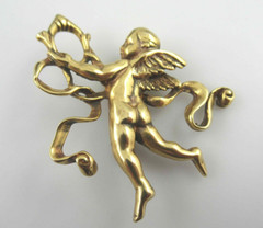 Signed MMA Vintage Gold Tone Cherub Brooch or Pendant Metropolitan Museum of Art