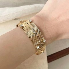 Vintage brushed gold open bangle
