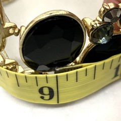 Fashion Oval Gem Cluster Chunky Cuff Black Smokey Deep Green Stretch Bracelet 9”