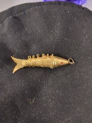 Vintage Gold Tone Articulated Fish Pendant