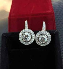 Art Deco Style Round Cut Lab Created Diamond Wedding 14K White Gold FN Earring