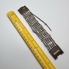 Antique Ottoman Turkish Silver Tone Filigree Stick Pin Bracelet 8.25″