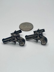 Vintage Remington Model 95 Double Derringer Pistol Silver Tone Cufflinks