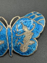 Siam Niello Sterling Silver Blue Butterfly Brooch