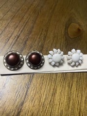 Set of 14 Pairs – Silver Gold Pearl Gem Vintage Clip-On Earrings