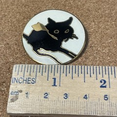 MMA Abstract Black Cat Brooch Pin Round Moon Gold Tone Metropolitan Museum Art