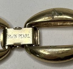 VTG Erwin Pearl Signed Gold Tone Chunky Link Choker Necklace 16” 1980s 1990s