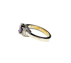 Vintage Oval Amethyst Ring Clear Glass Accents Gold Tone Size 6 Cocktail Costume