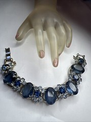 Vintage Great Genuine JULIANA Blue Large Rhinestone 5 Link Bracelet