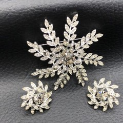 Vtg Sarah Coventry Brooch Earrings 1963 Evening Snowflake Rhinestone Demi Parure