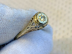 Vtg 18k White Gold Ring 2.29g Fine Jewelry Size 8 Band Clear Round Stone Bezel
