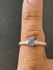 14KT Rose Gold 0.66CT Blue Sapphire 0.12CTW Diamond Ring Size 8.25 (PB332)