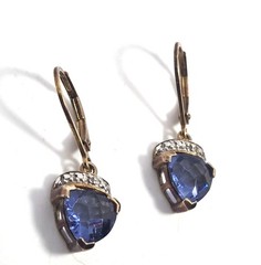 Ross Simmons Tanzanite and diamond vermeil gold over sterling silver drop earrin