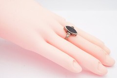 Vintage Sterling Silver 925 Black Onyx Azurite Spinner Ring Size 6.5