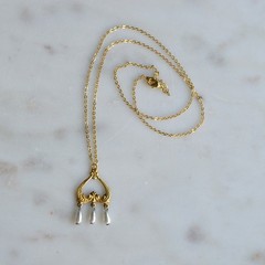OOAK Handmade Upcycled Vintage Earring Lavalier Necklace, Teardrop Pearl 20″