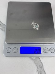 Vintage 925 Sterling Silver Deco Marcasite Abalone Teardrop Charm Pendant