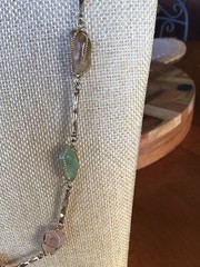 Stunning and Unique Vintage Gold Tone Wire Caged Multi Gemstone Necklace