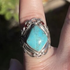 JTV Blue Composite Turquoise Rhodium Over Silver Ring .18ctw Size 10