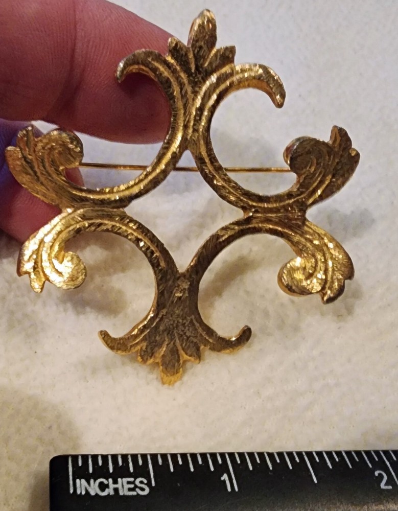 Gold-tone Textured Maltese Cross Pendant Pin/brooch by Vans Original