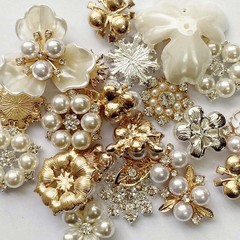 22 Pieces Pearl Rhinestone Buttons Rhinestone Faux Pearl Embellishments Pearl Br