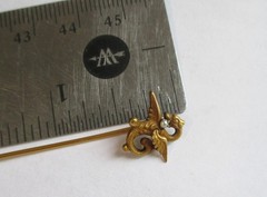 ANTIQUE VICTORIAN MYTHICAL DRAGON SEED PEARL STICK PIN GOLD GILT BRASS