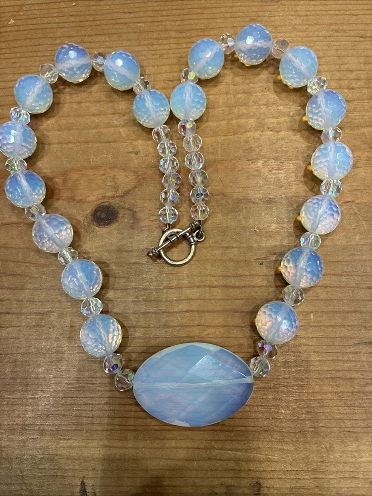Vintage Faceted Opalite Glass Necklace