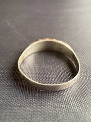 Vintage 925 Sterling Silver Modernist Inlay Design Ring Artisan Ring Size 7.25US