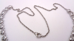 Vintage White Gold Filled Clear Crystal Open Back Prong Set Festoon Necklace