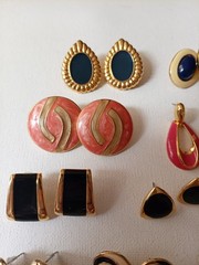 Vintage Gold Toone Pierced Enamel Earrings Bundle Lot