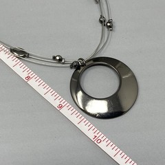 Designer Multi Strand Pendant Necklace Memory Wire Large Round Pendant NY 16″