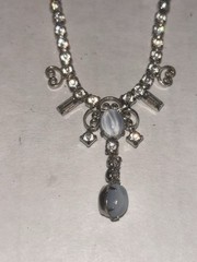 VTG L G Lind Gal Rhinestone & Blue Moonstone 3 pc matching Jewelry Set Demi Paru