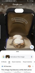 14k Gold Antique Cameo Ring, Shell & Coral, In Original Box, Size 4.75