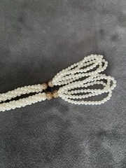 Vintage Faux Pearl Lariat Necklace Knotted Tassel Rope Style Costume Jewelry
