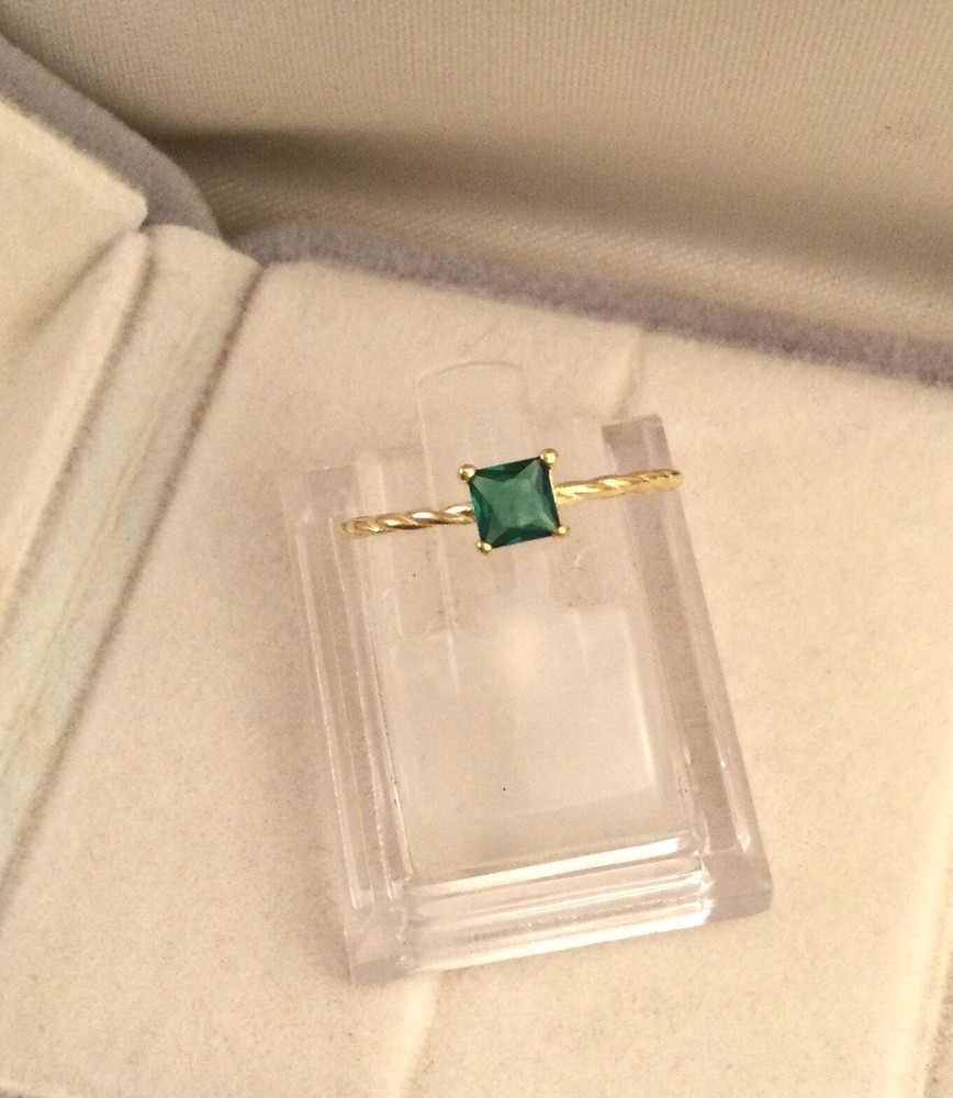 Vintage Jewellery Yellow Gold Twist Band Ring Emerald Antique Deco Jewelry