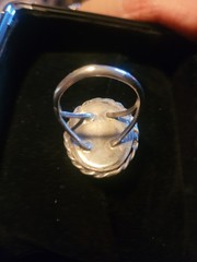 Vintage Handmade Size 11.5 Mens Sterling Ring With Large Fire Agate Cabochon
