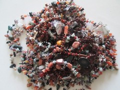 LOT 9 Wearable CHUNKY Semi-Precious Stones bead abalone seed necklace 2.61 lbs