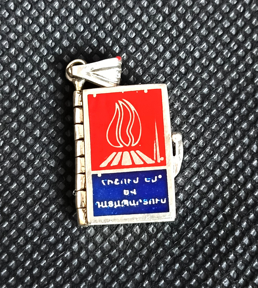 925 Sterling Silver Armenian Bible Book Pendant -Tsitsernakaberd Memorial