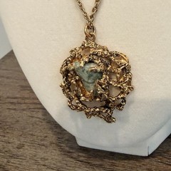 MCM 1970’s Brutalist Chunky Retro Gold Tone Necklace Inlaid Faux Stones 11”