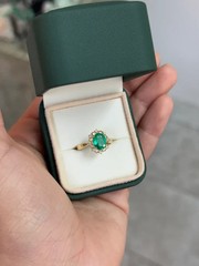 3.50 Ct Natural Emerald Art Deco Vintage Engagement Ring 14K Yellow Gold FN