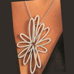 Large Swarovski Amarante Flower Ribbon Style Pendant Crystals Pave Collection