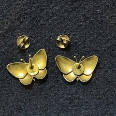 Vintage Sterling Silver Enamel Butterfly Earrings Post Gold Blue Black 925
