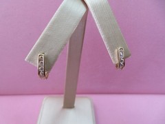 Vintage 14K Solid Y. Gold U-Leverback CZ Earrings 1.29 Grams (#401)