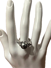 Vintage signed trillion cut crystal 925 Sterling Silver Ring 8 Suzanne Somers