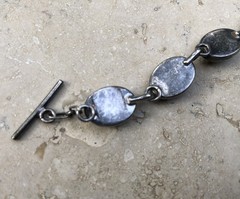 🐯🖤 ✨VINTAGE STERLING SILVER TIGER’S EYE OBSIDIAN Toggle Bracelet Set LOT ✨🖤🐯