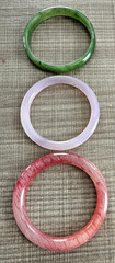 (Lot o f 3) VINTAGE PEKING GLASS Bangle Bracelets FAUX Various COLORS 2 1/2”