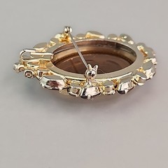 Vintage Juliana D & E Cameo Brooch Pendant Necklace Iridescent Rhinestones 2″