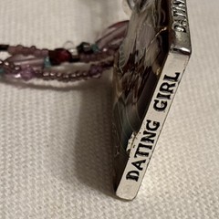 Vintage Necklace Pendant Earring Set Art Enamel 1990-2000’s “Dating Girl”
