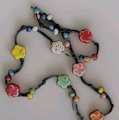 Multicolor Ceramic Bead Porcelain Necklace Bohemian Long Necklace Hippie Boho