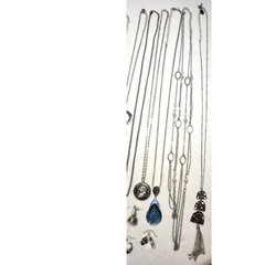 Silvertone Jewelry Lot 18 Pc Chains Pendants Pierced Earrings Y2K Boho