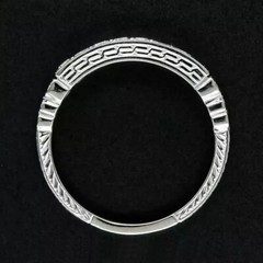 Art Deco Style Round Lab Created Diamond Engagement Band 14K White Gold FN Ring